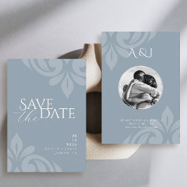Reserva La Fecha Boda de fotos de Cadet Gray Classic Script Damask