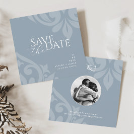 Reserva La Fecha Boda de fotos de Cadet Gray Classic Script Damask