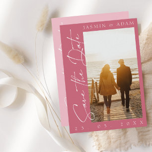 Reserva La Fecha Boda de fotos de escritura magenta rosa moderna