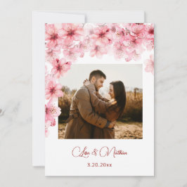 Reserva La Fecha Boda de Fotos de Flor de Cerezo con Acuarela