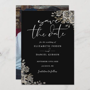 Reserva La Fecha Boda De Fotos De Flores Góticas En Blanco Y Negro