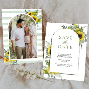 Reserva La Fecha Boda de Fotos de Girasoles y Eucalipto