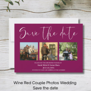 Reserva La Fecha Boda de fotos de parejas rojas de vino Ahorra la f