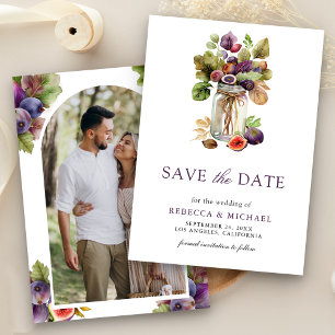 Reserva La Fecha Boda de fotos de Rustic Purple Fig Mason Jar