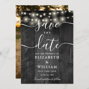 Reserva La Fecha Boda de fotos de String Light Rustic Black Wood