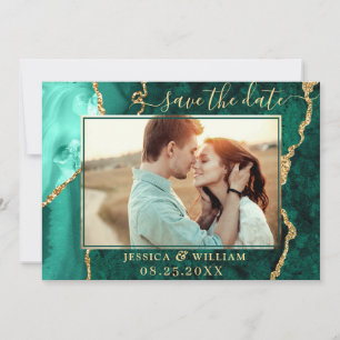 Reserva La Fecha Boda de FOTOS del Modern Golden Green Agate