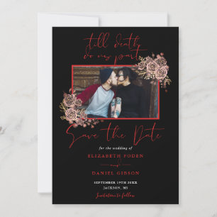 Reserva La Fecha Boda De Fotos Florales Góticas Negras Y Rojas