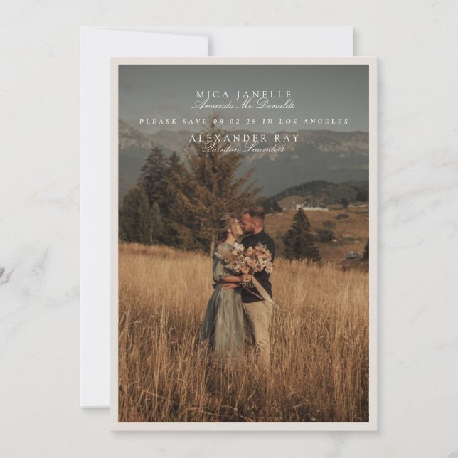 Reserva La Fecha Boda de Fotos Minimalista Elegante (Anverso)
