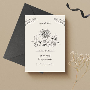 Reserva La Fecha Boda de garabato dibujado a mano caprichoso