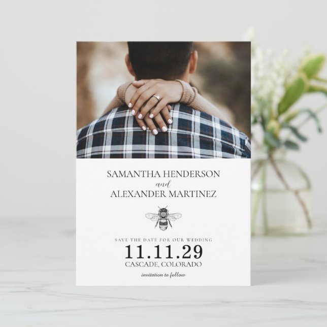 Reserva La Fecha Boda de Garden Bee (Anverso de pie)