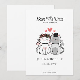 Reserva La Fecha Boda de gato lindo novia y novio 