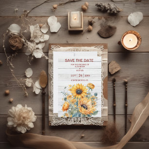 Reserva La Fecha Boda de girasol de color de agua otoño
