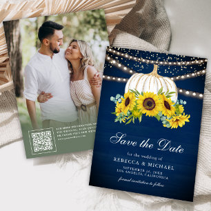 Reserva La Fecha Boda de Girasoles de Calabaza Blanca Azul Maríno F