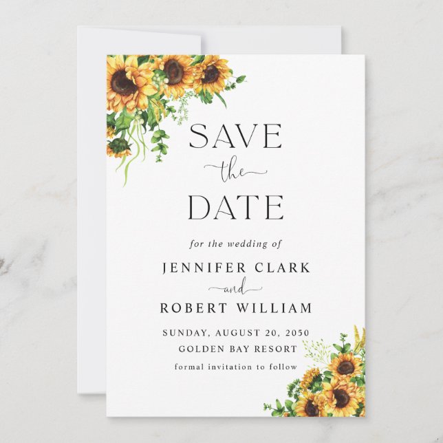 Reserva La Fecha Boda de Girasoles Save The Date (Anverso)