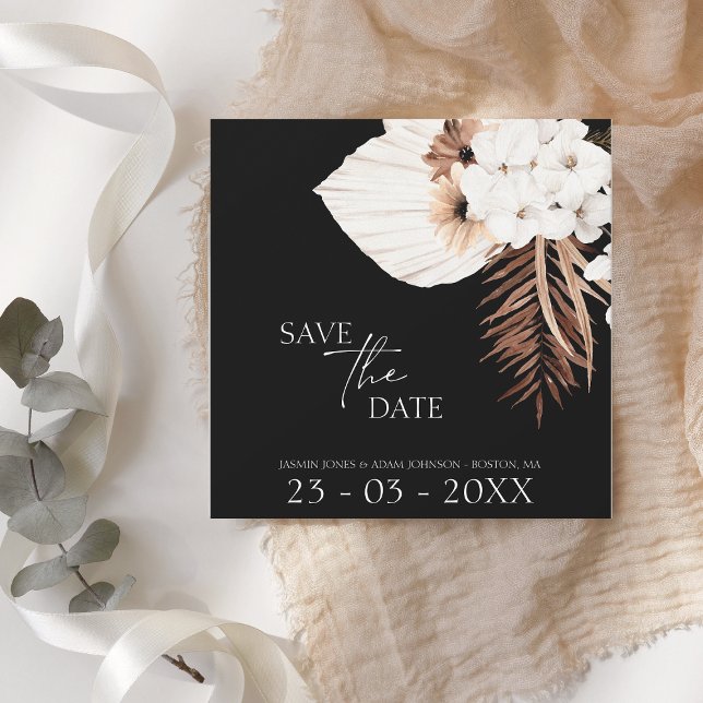 Reserva La Fecha Boda de Grado Boho Black White Brown Pampas (Subido por el creador)