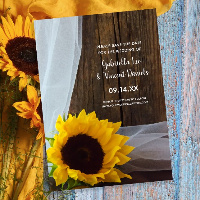 Reserva La Fecha Boda de granero de girasol amarillo ruso salva la  (Subido por el creador)