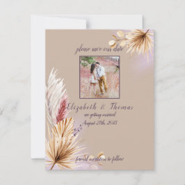 Reserva La Fecha Boda de Grass Boho Rustic Summer Pampas