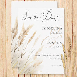 Reserva La Fecha Boda de Grass Rustic Boho Dried Tan