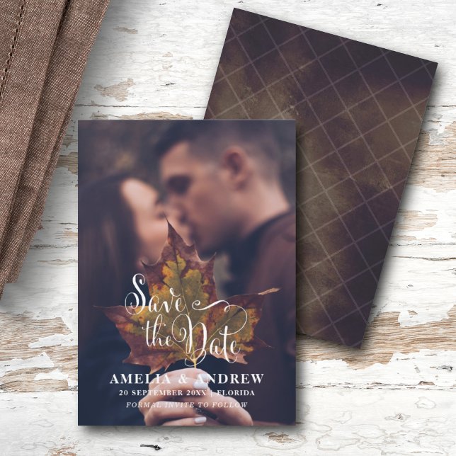 Reserva La Fecha Boda de guardar la fecha de foto de otoño moderna (Subido por el creador)