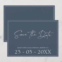 Reserva La Fecha Boda De Guión De Opulencia Azul Real Guarda La Fec