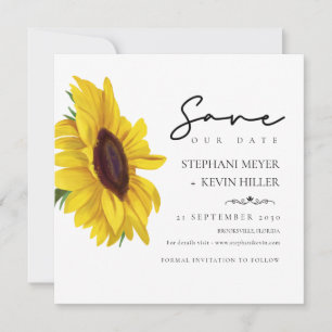 Reserva La Fecha Boda De Guión Elegante Y Agradable Sunflower