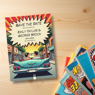 Reserva La Fecha Boda de historietas de parejas románticas retro vi