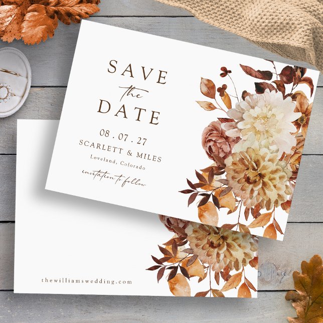 Reserva La Fecha Boda de hojas de otoño (Elegant Fall Leaves Wedding Save The Date Invitation by Painted Paperie
)