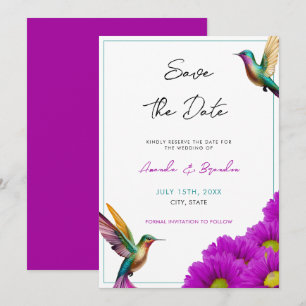 Reserva La Fecha Boda de Hummingbirds Purple Daisies