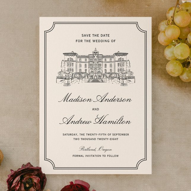 Reserva La Fecha Boda de Ilustración de Finca Clásica (Subido por el creador)