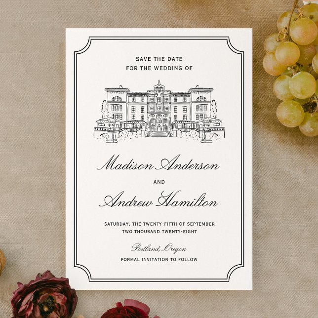 Reserva La Fecha Boda de Ilustración de Finca Clásica (Subido por el creador)