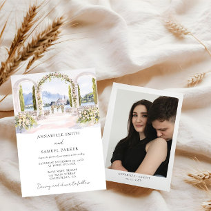 Reserva La Fecha Boda de Ilustracion de la Venue de color de agua