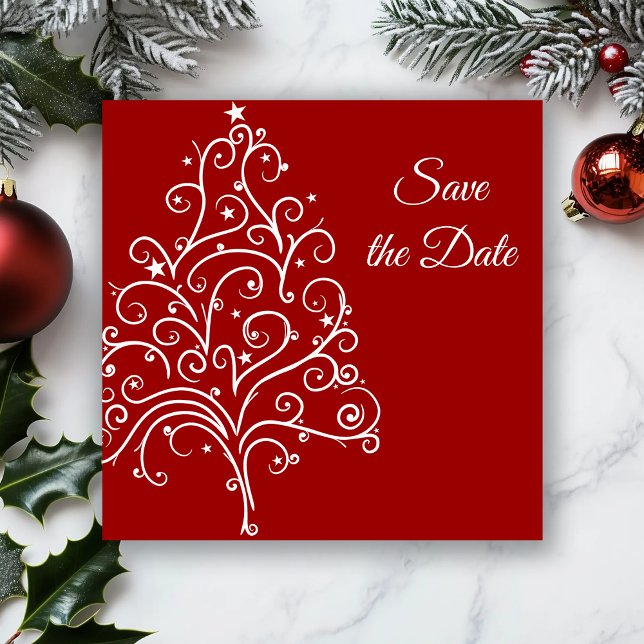 Reserva La Fecha Boda de Invierno del Árbol de Navidad Rojo Guardar (Subido por el creador)