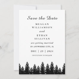 Reserva La Fecha Boda de Invierno Minimalista Moderna en Blanco y N