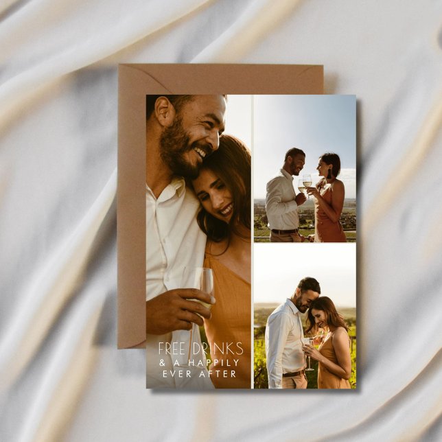 Reserva La Fecha Boda de invierno moderno con código QR fotográfico (Modern 3 Photo QR Code Winery Wedding Save The Date)