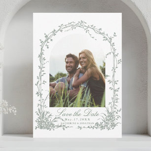 Reserva La Fecha Boda de jardín con arco floral romántico Foto