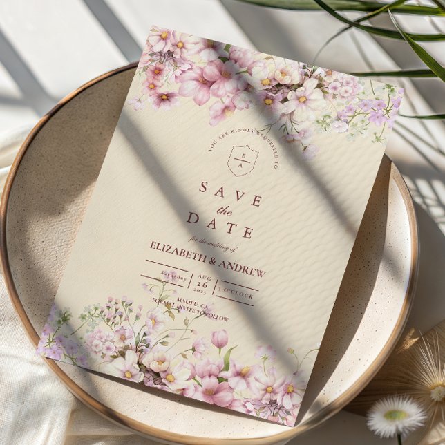 Reserva La Fecha Boda de Jardín Floral Rosado (Subido por el creador)