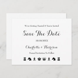 Reserva La Fecha Boda de juego de tablero de ajedrez King and Queen