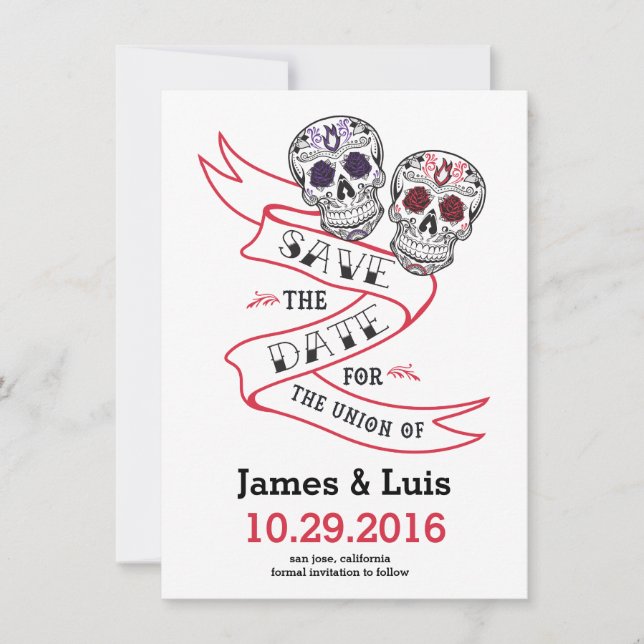 Reserva La Fecha Boda de la Calavera Mexicana Salven la fecha 4.5x6 (Anverso)