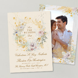 Reserva La Fecha boda de la corona botánica romántica