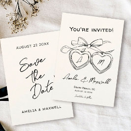 Reserva La Fecha Boda de la curva de cardiopatía de monograma moder