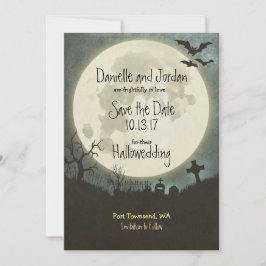 Reserva La Fecha Boda de la fecha de Halloween - luna, cementerio