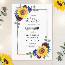 Reserva La Fecha Boda de la frontera dorada floral de la Marina Bor