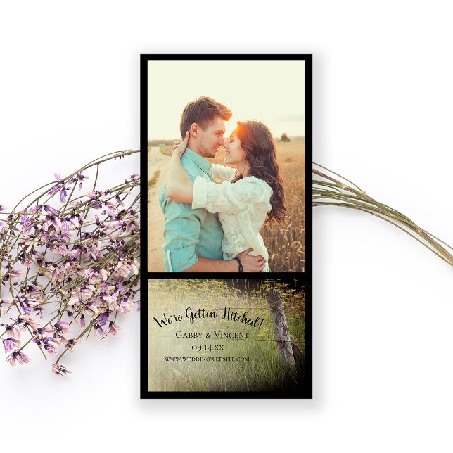 Reserva La Fecha Boda de la granja Rustic Fence Post Yellow Wildflo (Subido por el creador)