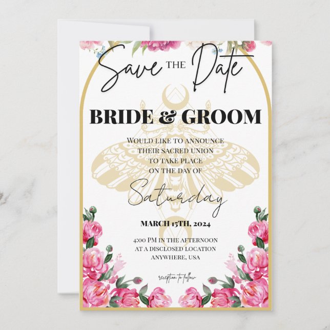 Reserva La Fecha Boda de la mariposa de la muerte - Salva la fecha (Anverso)