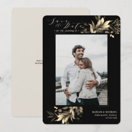 Reserva La Fecha Boda de la vegetación de fondo y de taupe