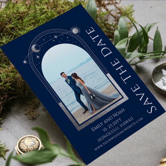 Reserva La Fecha Boda de las estrellas de la luna del sol de plata  (Subido por el creador)