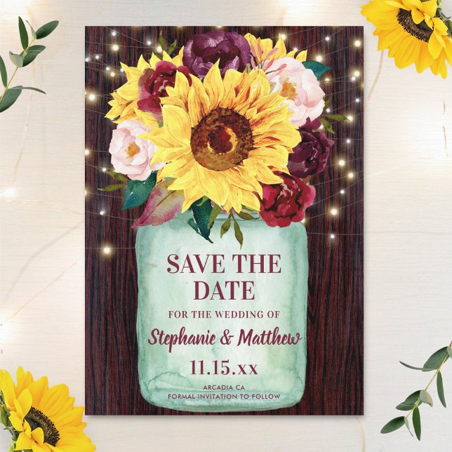 Reserva La Fecha Boda de las Luces de Madera de Sunflowers Mason Ja (Subido por el creador)