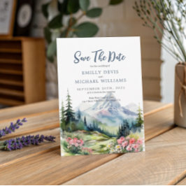 Reserva La Fecha Boda de las montañas de la primavera floral azul t