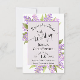 Reserva La Fecha Boda de Lavanda de Acuarela Lilacs y Caligrafía