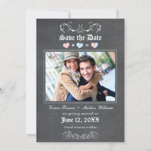 Reserva La Fecha Boda de Lil Hearts Chalkboard Foto Guardar fecha